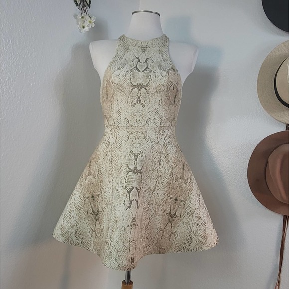 SILENCE + NOISE URBAN OUTFITTERS ROXY SNAKE PRINT SCUBA MINI A-LINE DRESS SZ: XS - Picture 4 of 12
